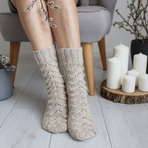 Wool socks, Hand knitted merino wool socks, Natural wool hand knitted socks, Warm socks, Christmas socks, Knitted home socks, Bed socks