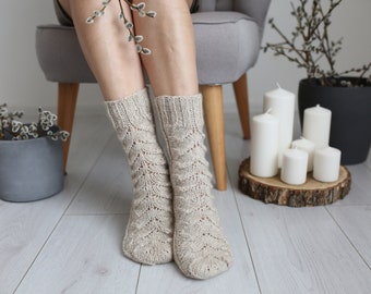 Hand knitted merino wool socks