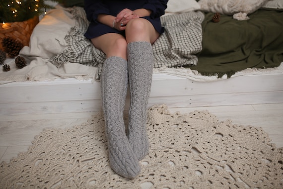 Woolen Stockings, Wool Knee Socks, Soft Hand Knitted Merino Wool Socks,  Natural Wool Hand Knitted Socks, Warm Socks -  Canada