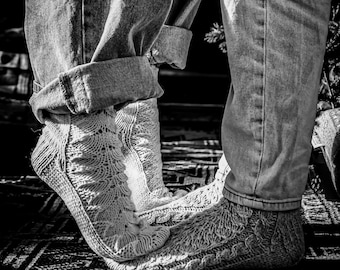 Calcetines de lana merino tejidos a mano para estar en casa o para la cama, regalo para mamá