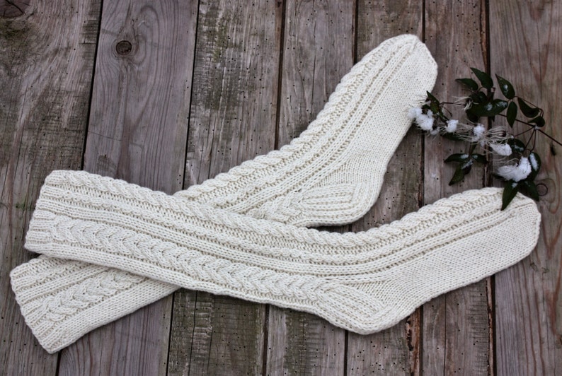 Long Knitted Stockings Merino Wool Stockings Natural Wool Etsy