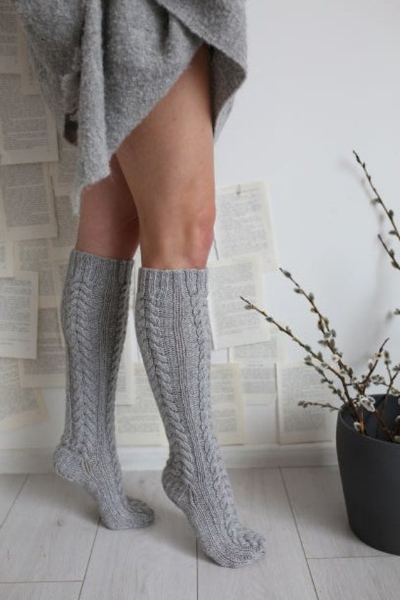Adolescente distrito Feudo Calcetines largos de lana merino hasta la rodilla calcetines - Etsy España