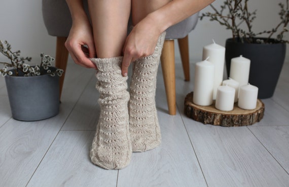 Merino wool hand knitted socks