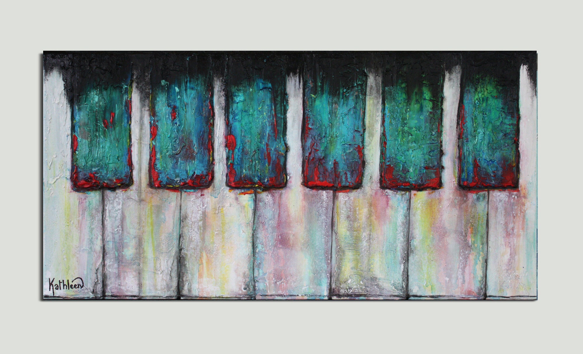 Piano Keys Art, ORIGINAL Art Painting, Piano Keys, Small Abstract Piano Keyboard, Small Acrylic