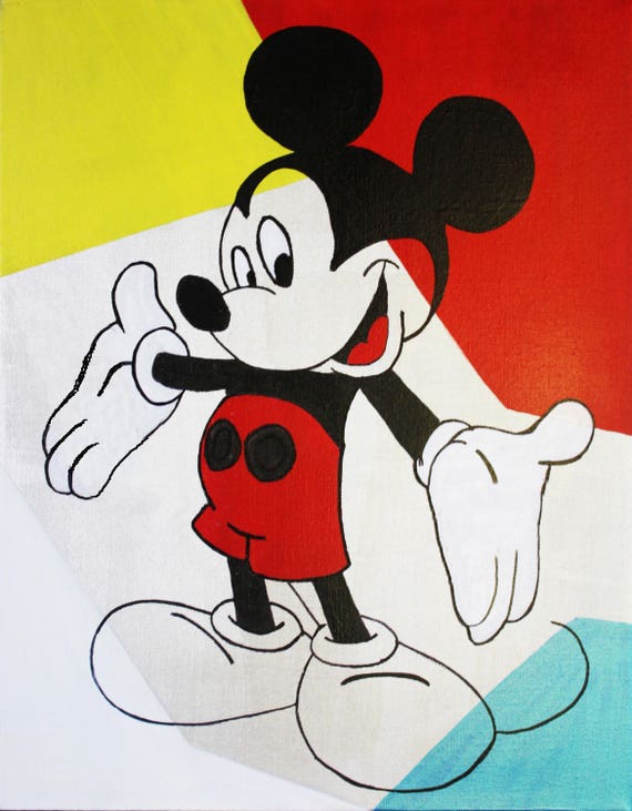 Mickey Mouse Art Walt Disney World Kids Bedroom Decor Kids Wall Acrylic Painting Ready To Hang Modern Art Bedroom Decor Kathleen Artist