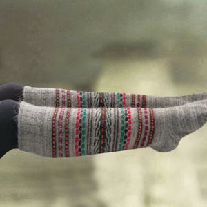 Wool high socks, Pure wool socks, Knit wool socks, Womens wool socks,Knit socks, Warm wool socks, Winter wool socks, Wool knit leg wamers image 1