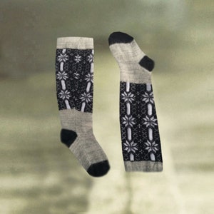 Womens merino socks, Over the knee socks, Wool knit knee socks, Knitted merino socks, Warm wool socks, Over knee socks, Merino wool socks image 2