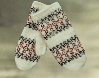 Merino Wool Knit Mittens: Women's Warm Winter Gloves