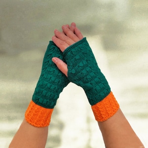 Knit Fingerless Mittens: Acrylic Arm Warmers, Lace Gloves