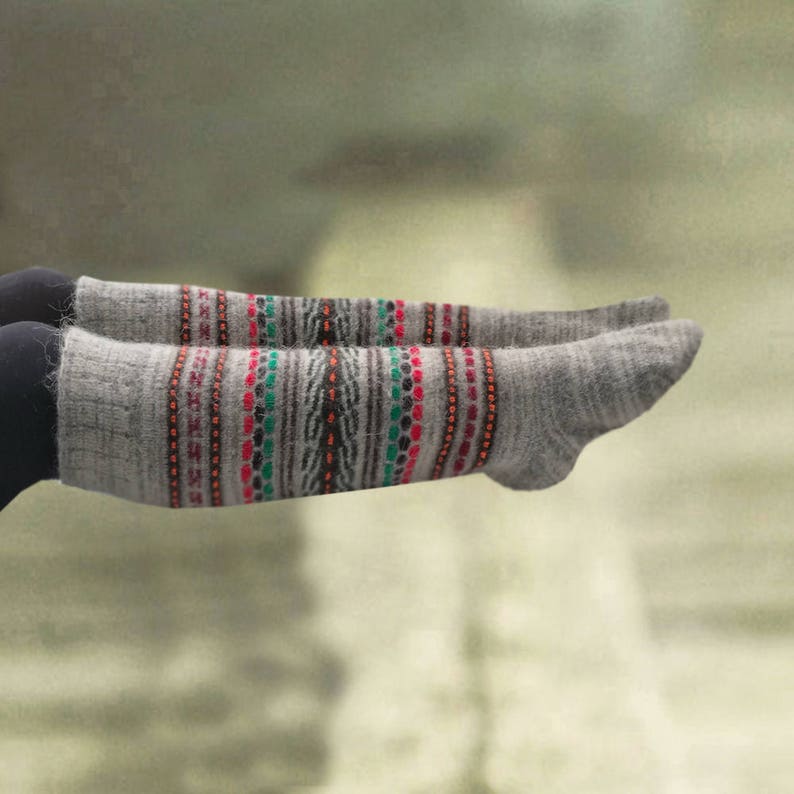 Wool high socks, Pure wool socks, Knit wool socks, Womens wool socks,Knit socks, Warm wool socks, Winter wool socks, Wool knit leg wamers image 1