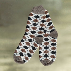 Merino Wool Socks for Men: Warm Knit Argyle Winter Socks