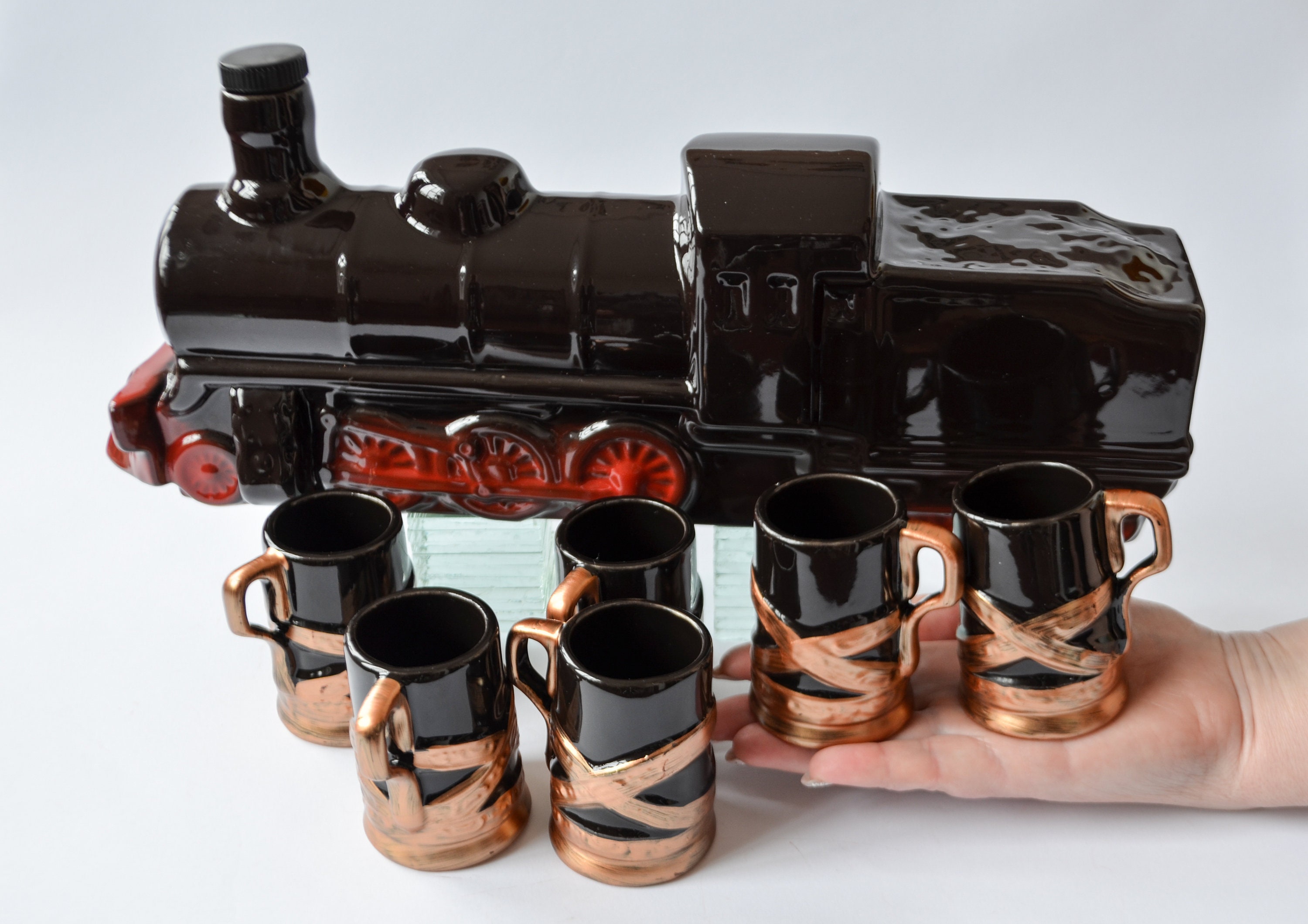 Train decanter and glass set Railway decanter Сeramic train Etsy