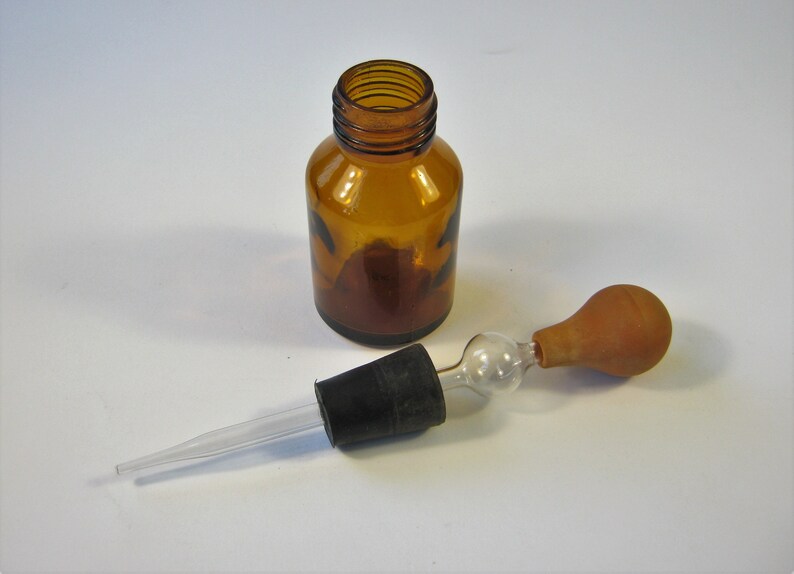 Vintage lab dropper bottle Pipette bottle Apothecary amber Etsy
