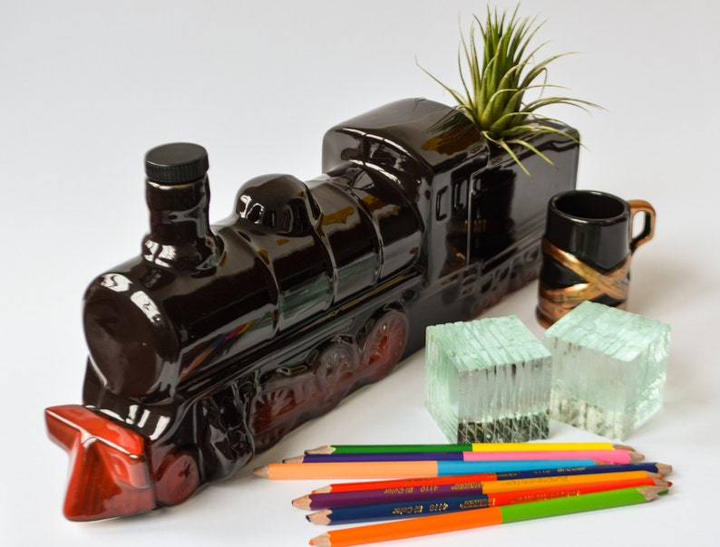 Train decanter and glass set Railway decanter Сeramic train image 0