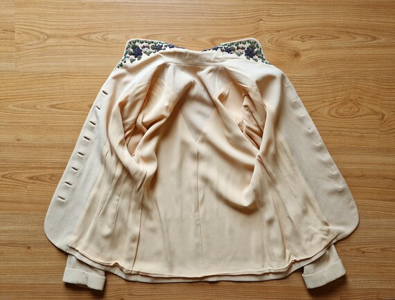 50s, Late 40s Vintage jacket rayon crepe light ye… - image 8