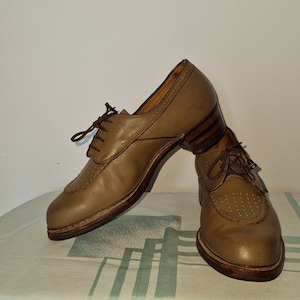 Seltene original vintage 40er Jahre olivfarbene Oxford Schnürschuhe 39 EU