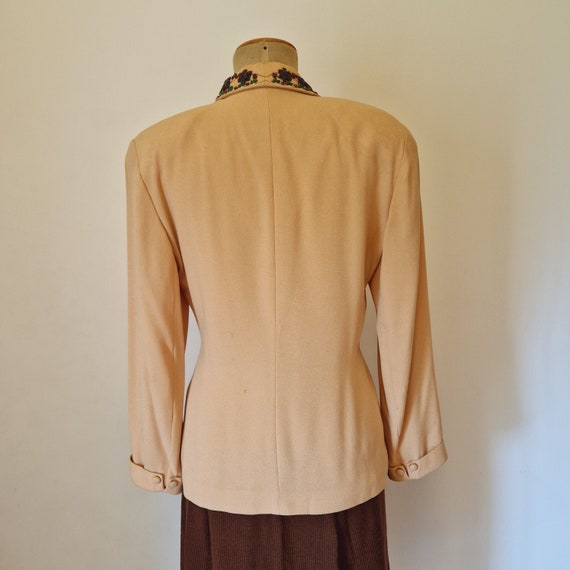 50s, Late 40s Vintage jacket rayon crepe light ye… - image 4