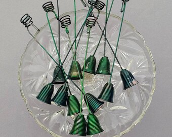 Christmas tree balance pendulum, 12 vintage green Candle holders with counter weight, Danish Mid century Christmas farmhouse hygge