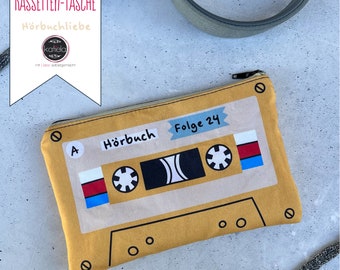 Näh-Set für eine retro Kassetten - Tasche - Hörbuchliebe - mit A und B Seite - Stoff für bis zu zwei Taschen