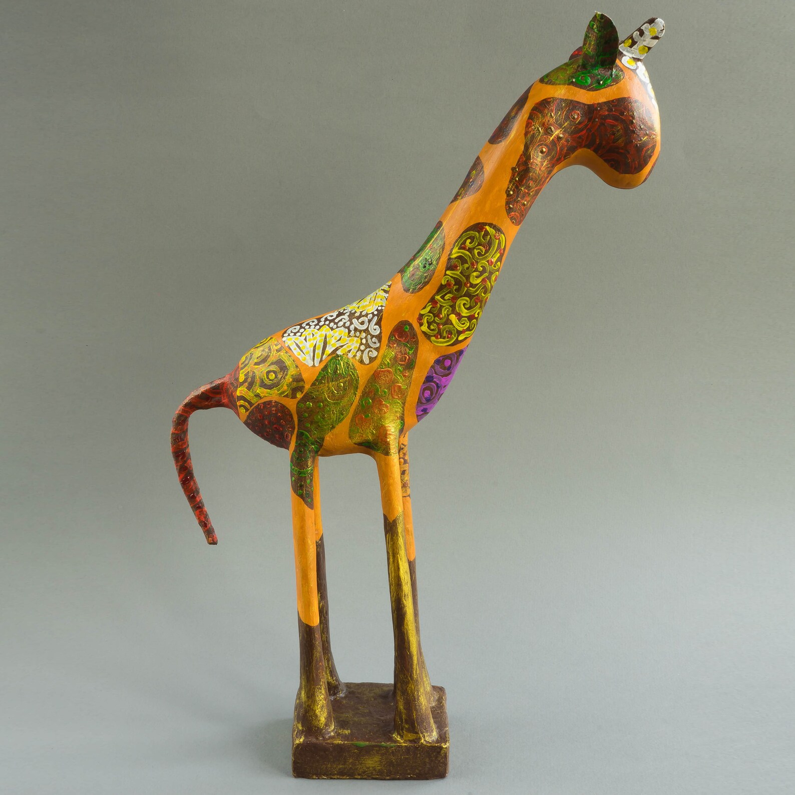 Giraffe Paper Mache Sculpture with Magical Ornaments Animal Etsy