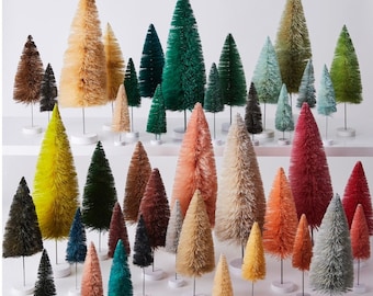 Modern Holiday Bottle Brush - Rainbow Trees - Set of 6 - Pick your color