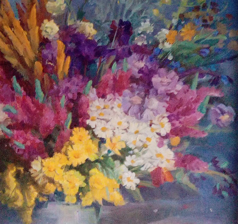 Flowers. Original Oil Painting Print on Canvas Home Decor Etsy