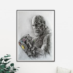 Thanos. Avengers Infinity War. Poster, Art Print, Original Drawing, Fan Art,