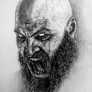 Kratos2. God of War. Original Drawing. Fan Art