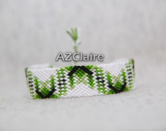 FB#242 Bracelet brésilien vert, noir et blanc