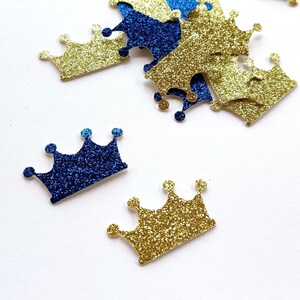 Royal Prince Confetti. Royal Blue and Gold Crown. Die Cut - Prince/Princess First Birthday, Baby Shower Table Decorations, Sweet 16 (60CT)