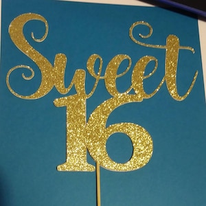 Sweet Sixteen Cake Topper - Quinceanera, 16th Birthday, Happy Sweet 16 Cake Topper, Personalized Cake Topper