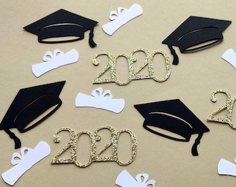 2023 Graduation Party Confetti. Year, Graduation Cap and Diploma. Black & Gold Decor, Graduation Celebration, Cap, Hat 80CT