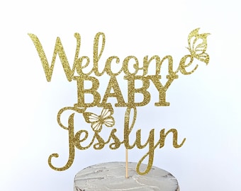 Butterfly Cake Topper - Custom Name Baby Shower Cake Topper - Butterfly Cake Topper - It's a Girl - Personalized Cake Topper