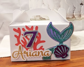 Mermaid Favor Box - Under the Sea Gable Box - Personalized Party Favor Box - Candy Box