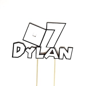 ROBLOX Inspired Cake Topper - Custom Name & Age topper, Roblox Happy Birthday, White and Black, Game, Theme