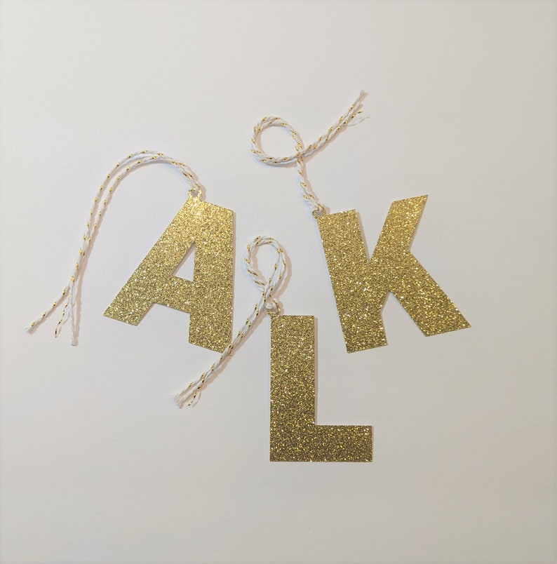 Letter Tag - Glitter Initial Letter Tag - Christmas Stocking Tag - Gift Letter Tag - Glitter Letter Ornament image 3