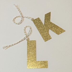 Letter Tag Glitter Initial Letter Tag Christmas Stocking Tag Gift Letter Tag Glitter Letter Ornament image 2