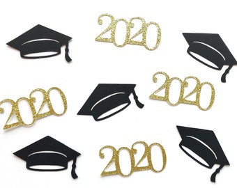 2023 Graduation Party Black and Gold Glitter confetti. Grad, Black & Gold Decor, Graduation Celebration, Cap, Hat, You did it! 50CT