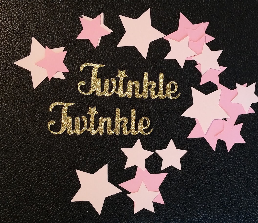 Twinkle Twinke Little Star Confetti 250 pieces Die Cut Pink Baby Girl First Birthday Shower Table Decorations