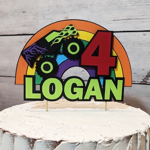 Monster Truck with Rainbow Cake Topper - Monster Truck Birthday - Boy Truck Birthday