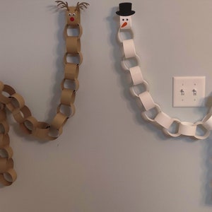 Christmas countdown craft kit paper chain advent calendar DIY Kids Christmas Craft Snowman Reindeer Christmas Tree image 5