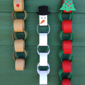 Christmas countdown craft kit paper chain advent calendar DIY Kids Christmas Craft Snowman Reindeer Christmas Tree image 2