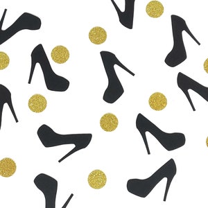 Bachelorette Party Decorations. High Heel Confetti and Gold Circles. Girl&#39;s Night Out. Bridal Shower. 150ct