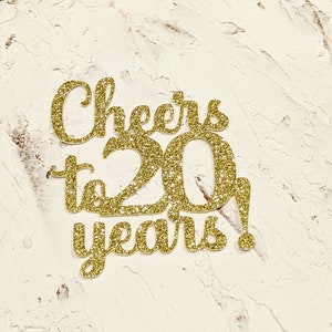 Cheers to 20 Years! Glitter Confetti (10 Pieces) Die Cut - 20th Anniversary celebration