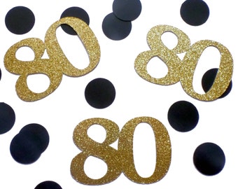 Custom age number confetti - 80 Birthday Confetti, Eighty Birthday, 80 Confetti, 16th birthday, Sweet 16, Gold and Black Party 21