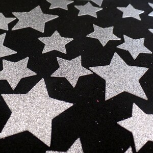 Glitter star Confetti two sizes 1&quot; and 1.5&quot;  Silver, Gold (100 pieces) Die Cut - twinkle twinkle, baby shower, birthday Table Decorations