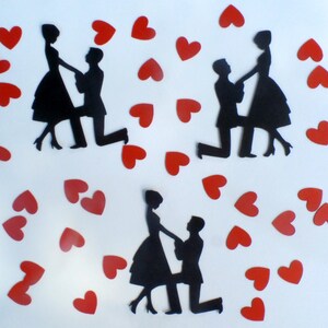 Engaged Couple Confetti - (230 pieces) Engagement Party, Wedding, Hearts, Love, Proposal Scrapbook