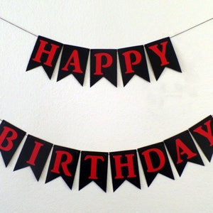 Red and Black Happy Birthday Banner - Man Birthday, Black and Red Theme ...