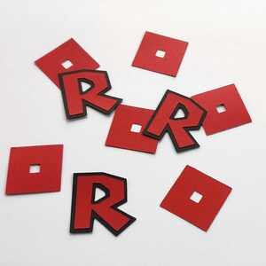 ROBLOX Inspired Confetti Square and R, Roblox Happy Birthday, Red and Black, Game, Theme Roblox Party 50CT image 2