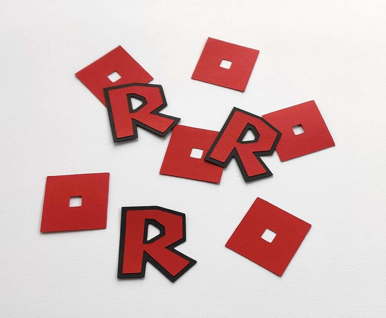 ROBLOX Inspired Confetti Square and R, Roblox Happy Birthday, Red and Black, Game, Theme Roblox Party 50CT image 2